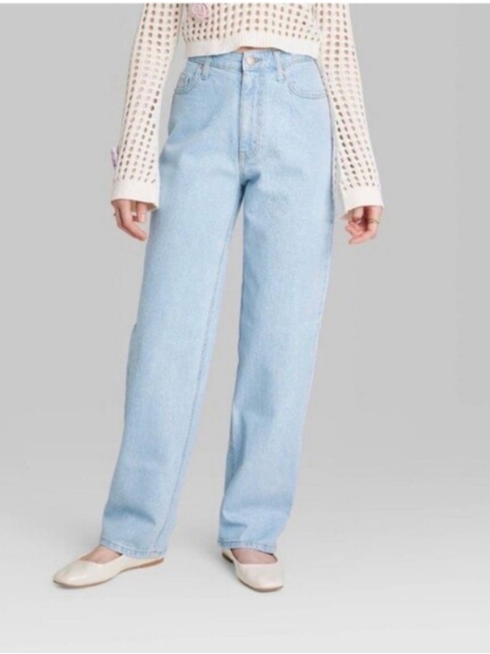 Glitter Light Wash Straight-Leg Women’s Jeans